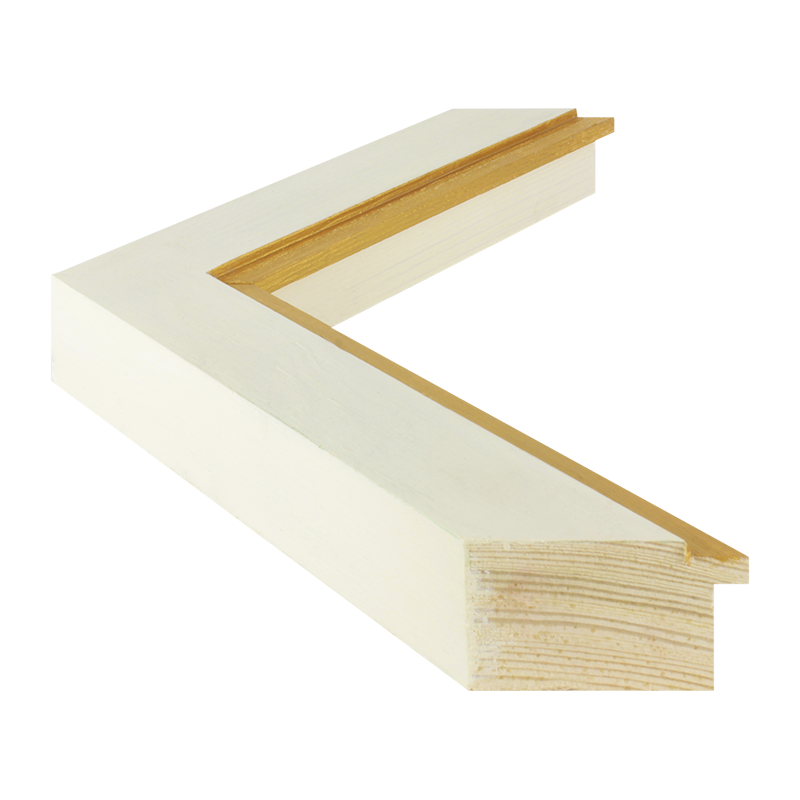 Rama Drewniana Sosnowa 3828F Ivory White + Pale Gold
